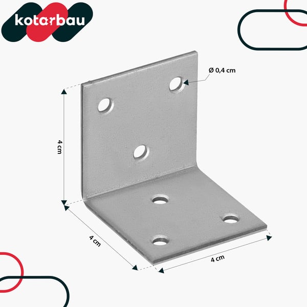 KOTARBAU snickarvinklekoppling rostfritt stål galvaniserad 40 x 40 x 40 mm 12-pack