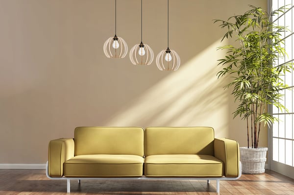 MODERN LED-TAKLAMPA I TRÄ
