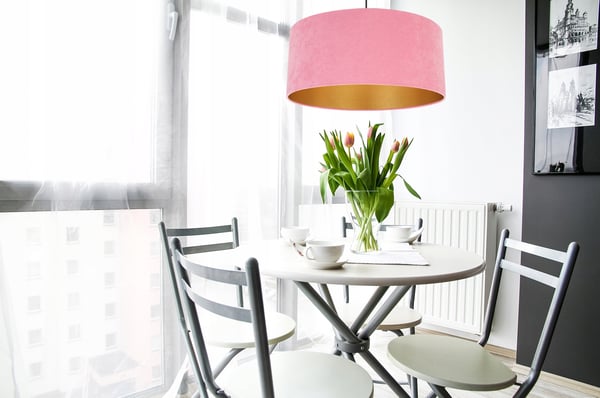 HÆNGENDE LAMPE LOFTSKRONE GYLDEN FLØJLSSKÆRM