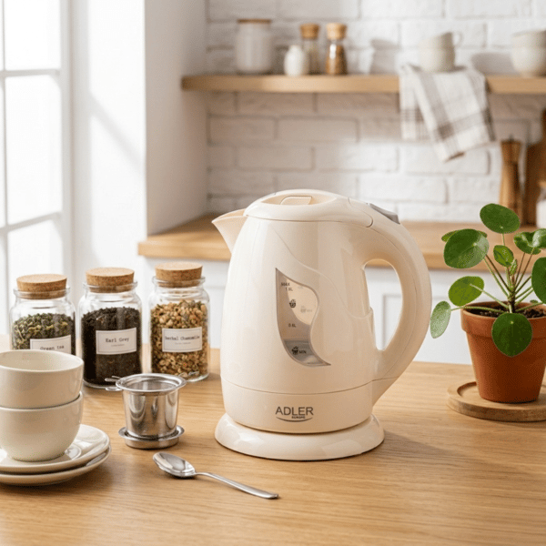 Adler elektrinen vedenkeitin 1L, moderni muotoilu, beige