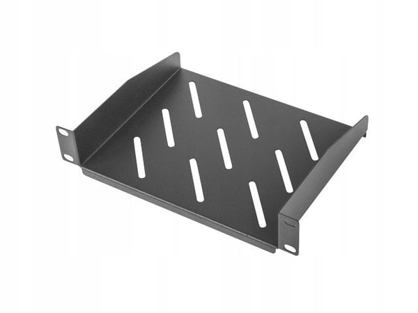 Lanberg 10" 310mm musta hylly kaapeille (1U/254x180mm, kuormituskapasiteetti jopa 20kg, 4-pistekiinnitys)
