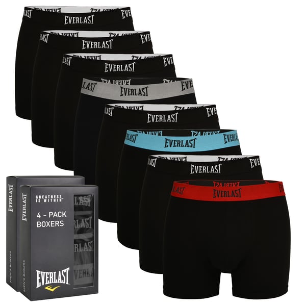 Everlast miesten bokserit mustat joustavat puuvillaiset alushousut, 8 kpl koko L