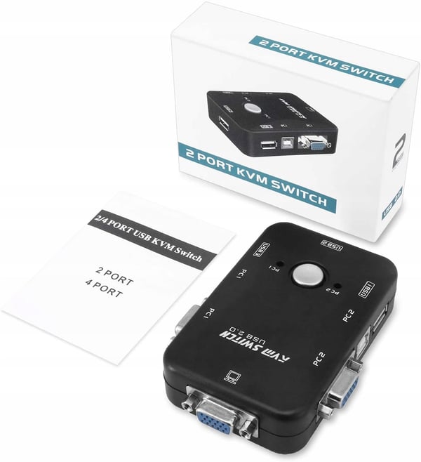 KVM-switch VGA 2x1-switch 3xUSB-hubbbox