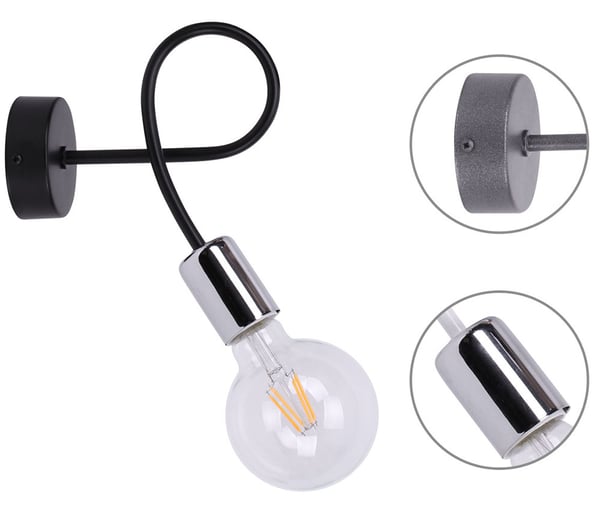 Moderne EDISON væglampe, forkromet LED-armatur