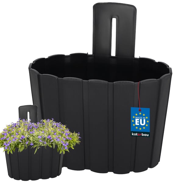 Vägghängande blomkruka för väggmontering rustik antracit 200 mm