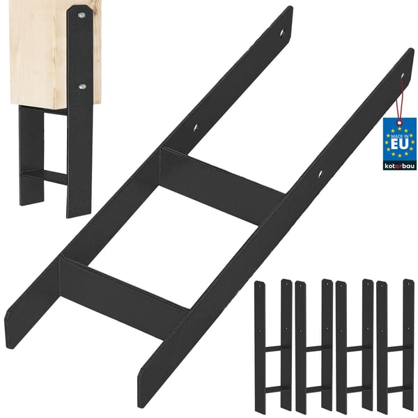 KOTARBAU® H-stolpebasis til indstøbningsanker sorte galvaniseret stål 160 mm 4-pak