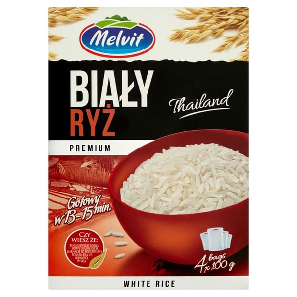 Melvit Premium valkoinen riisi 400 g (4 pussia)
