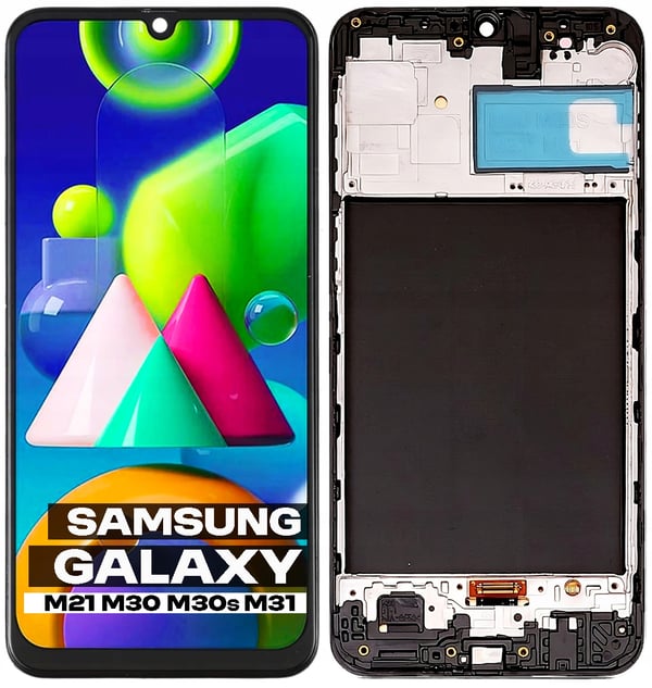 OLED-näytön lasi Samsung Galaxy M21 M30 M30s musta kehys