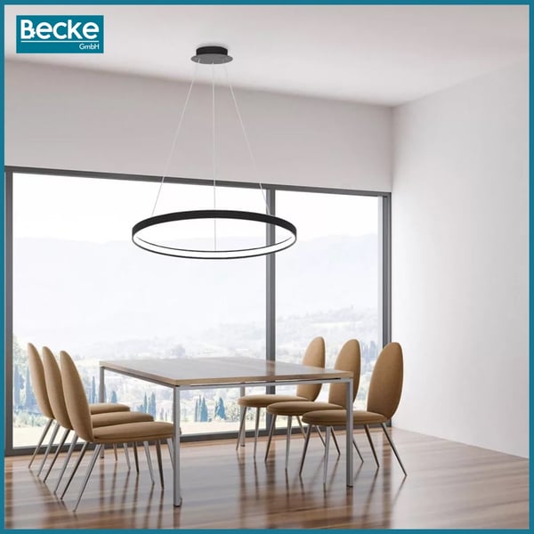 Ring LED-taklampa mattsvart 25W modern industriell hängande