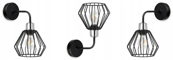 VÆGLAMPE, FIRKANTET LAMPE, METALLAMPE, TRÅD, LED
