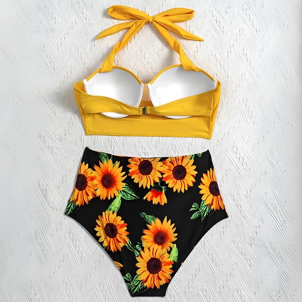 Plus size XXXL blomstret slankende badedragtsæt stil og komfort Todelt højtaljet badedragt plus size XXL blomstret badedragt trusser