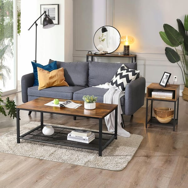 Songmics - Sofabord, Natbord til seng, Sofa, til blomster, 3 hylder, Firkantet