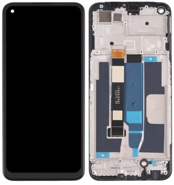 Oppo Realme 8 5G RMX3241 LCD-skærm og berøringsskærm renoveret sort ramme