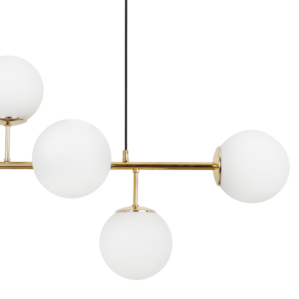 SIENA GULD LOFTLAMPE 6 FLADE HVIDE LAMPESKÆRME E14 LANGE ARME