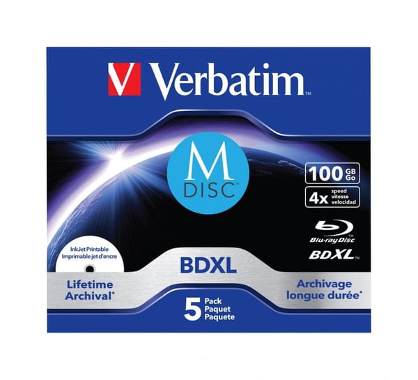 M-disc BD-R Verbatim 100GB X4 Printbar (5 Jewel Case)