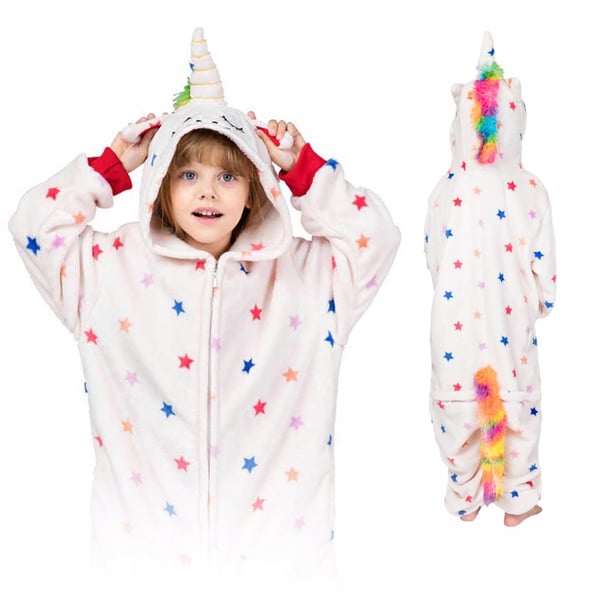 Varm pyjamas i ett stycke, kigurumi, enhörningsjumpsuit, s