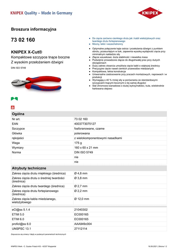 X-CUT-sivuleikkuripihdit 160 mm - KN 73 02 160