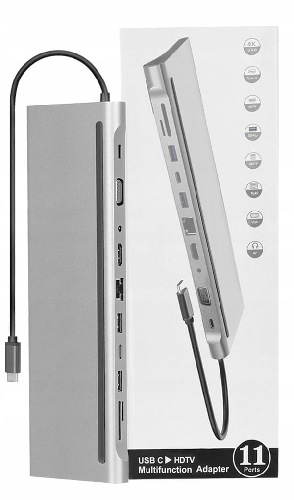 USB-C HUB 11-i-1 HDMI LAN VGA RJ45 SD DOCKING STATION Macbook Pro Air M1 M2