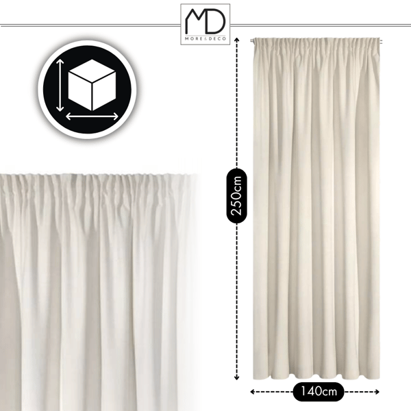 Valmis samettiverho 280g/m2 teipillä, beige sammakkokuvio, pimentävä