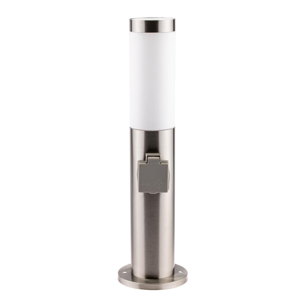 Utomhuslampa E27 INOX STOLPE 45cm med uttag 230V Lilium LUMILED