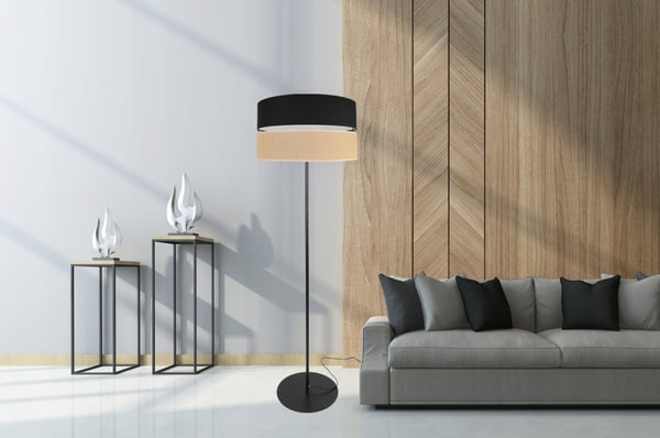 GULVLAMPE MED STÅENDE METALSKÆRM 40 CM SORT