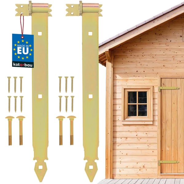 KOTARBAU® 2 stk. gångjern 500 mm guldforsinket stål garageportgångjern for jalousier paviljonger