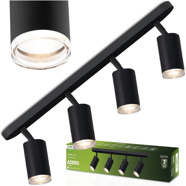Taklampa reflektorspot LED 4x GU10 IP44 ADERO svart Lumiled