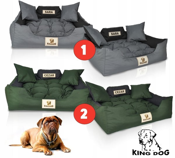 Koirankoppi sänky KINGDOG 115x95 cm personalisoitu vedenpitävä sininen