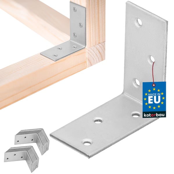Kotarbau® Kirvesmiehen kulmaliitin ruostumatonta terästä sinkittyä 50 x 50 x 25 mm 25 kpl:n sarja