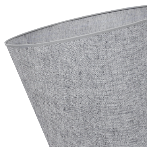 Hængelampe, linnedkegle, sort, 1 flad, grå lampeskærm L04 38cm