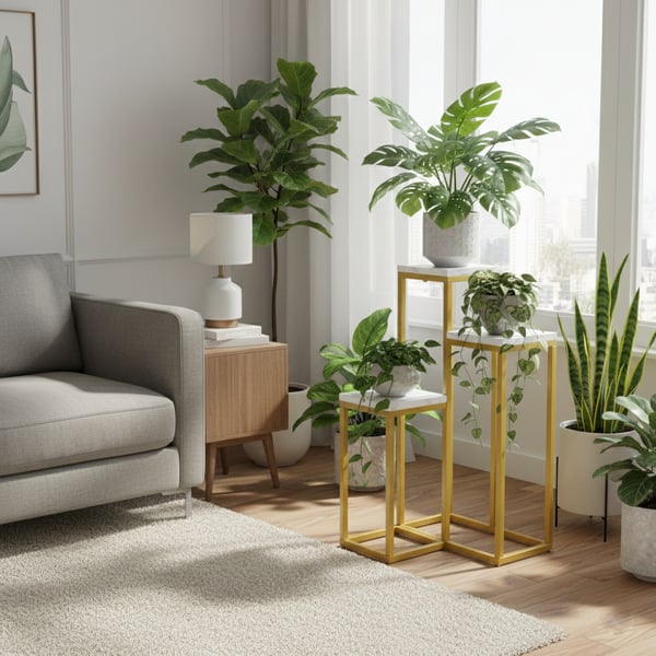 Metalblomsterstativ til potteplanter, loftstil i flere niveauer, 3 hylder