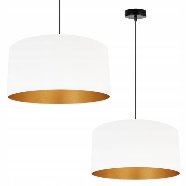 HÄNGANDE LAMPA TAKKRONAN GYLLENE SAMMETS LAMPSKÄRM