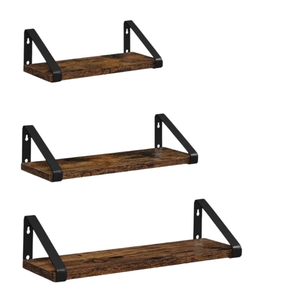 Set med 3 hängande vägghyllor, rustik loft, industriell stil