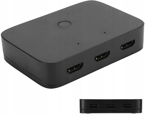 KVM-switch HDMI 2x1-switch 3xUSB + 2 HDMI-kablar