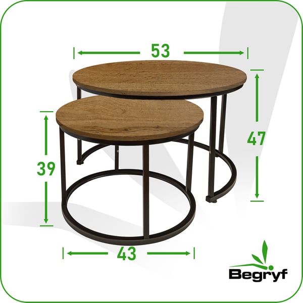 Begryf runt soffbord set om 2 aluminum 53x47 och 43x39 cm