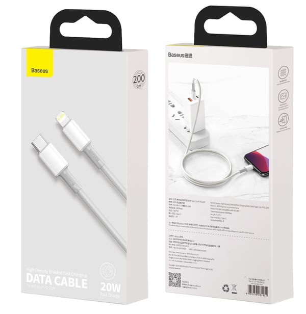 Baseus catlgd-A02 USB-C / Type-C - Lightning / iPhone 2m kabel med 20W PD hurtigopladning understøttelse