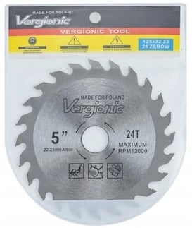 Kovametallikärkinen sahanterä puulle 125 x 22,2 mm 24T Vergionic