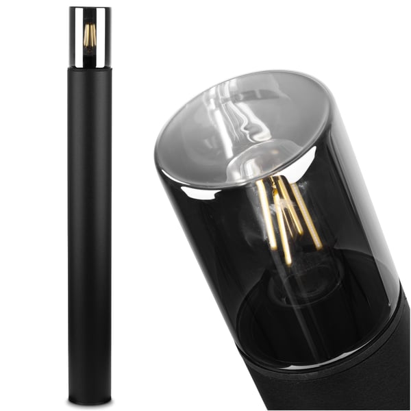Trädgårdslampa stående utomhus stolpe för glödlampa E27 svart glas IP54 80 cm SALVIA LUMILED