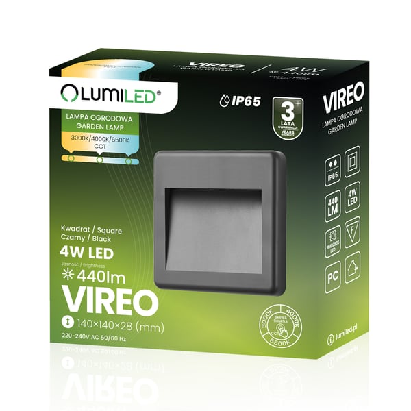 Utomhuslampa trappvägg scenovljus CCT 3000-6500K LED 4W IP65 VIREO LUMILED