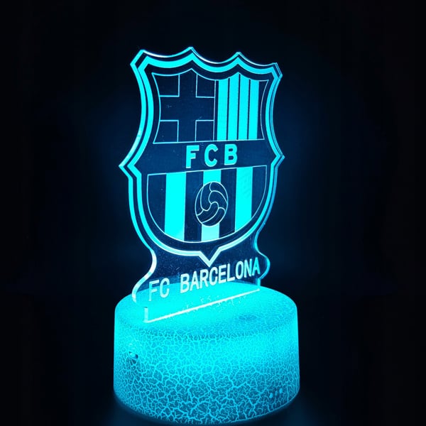 Nattlampa för barn FC Barcelonas vapensköldslogotyp 16 LED 3D + fjärrkontroll