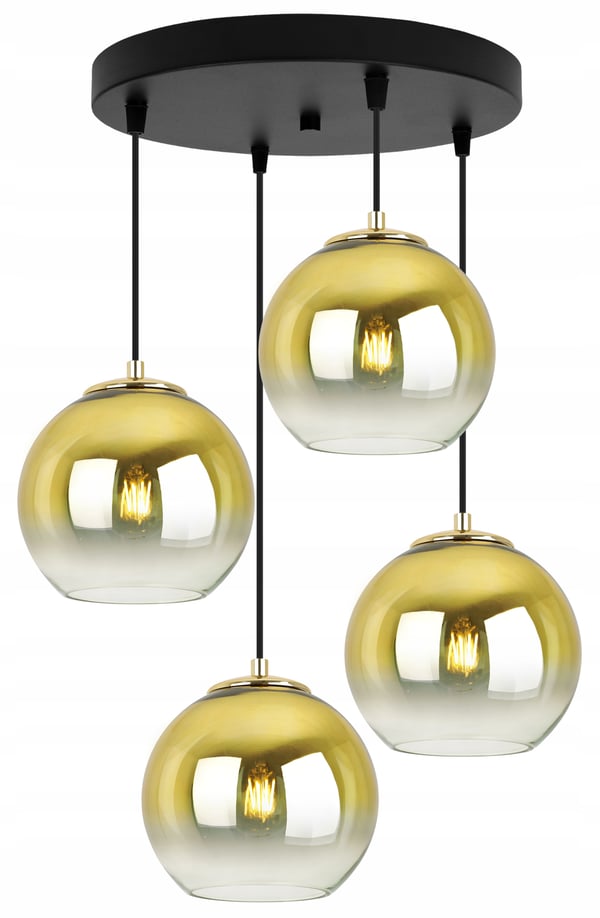 Hængende loftslampe med gylden lampeskærm 15 cm
