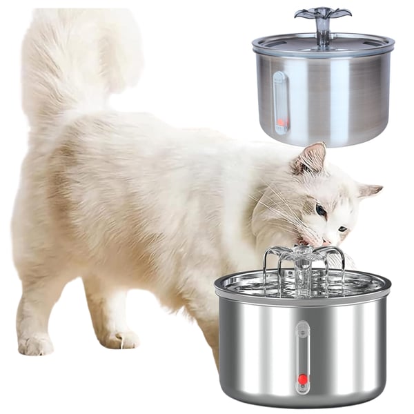 Vattenfontän för katt och hund, tyst skål med fördelarfilter