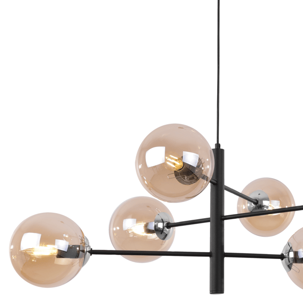 VICENZA HÆNGELAMPE SORT KROM 6 FLAD HONNINGLAMPE E14