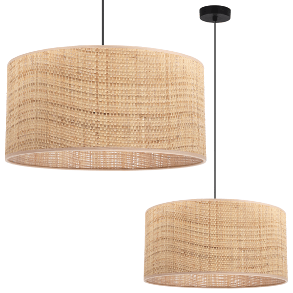 SORT RATTANHÆNGELAMPE 1 FLAD RATTANHÆNGELAMPESKÆRM 45CM