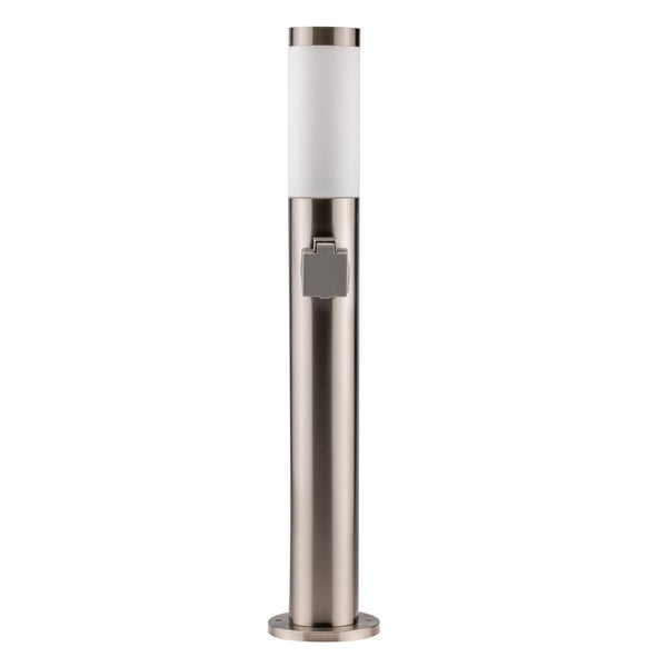 Trädgårdslampa utomhus E27 INOX stolpe 65cm med uttag 230V Lilium LUMILED
