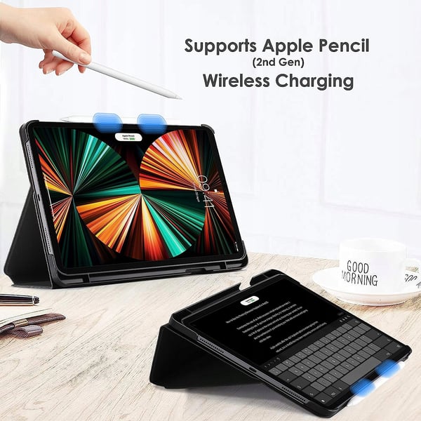 Suojakuori Apple iPad Pro 12.9" 4/5/6. sukupolvelle, sininen, läpällä
