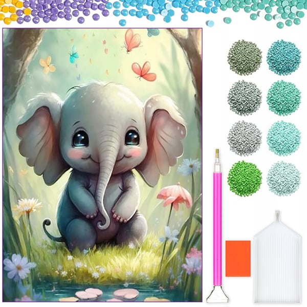 Ob_L_10 diamantmaleri 30x40 elefant