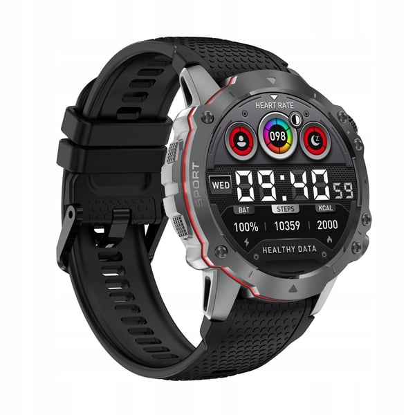 Kiano Watch Sport smartklocka svart herr med samtal och meny 2 armband ingår