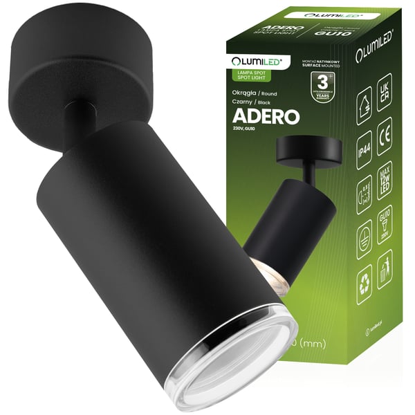 Seinävalaisin kattovalaisin heijastin LED-kohdevalo GU10 IP44 ADERO musta Lumiled
