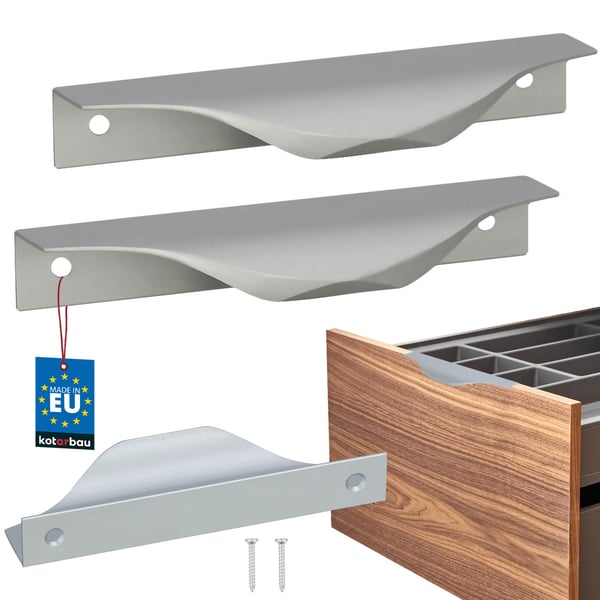 Kotarbau® moderni alumiininen hopeinen reunahuonekaluvedin 96/116 MM 2 kpl:n setti